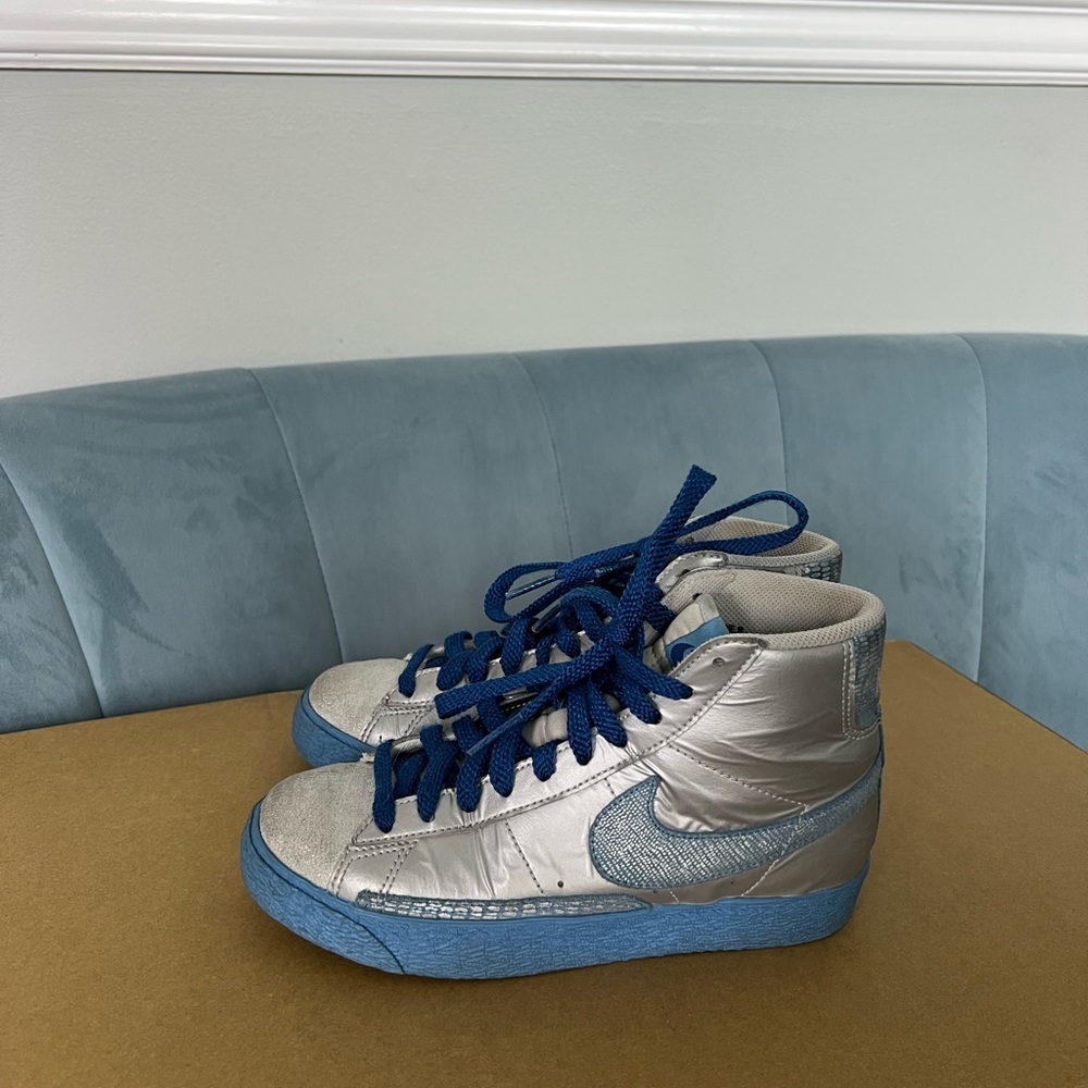 Nike Women’s Silver and Blue High-Top Sneakers